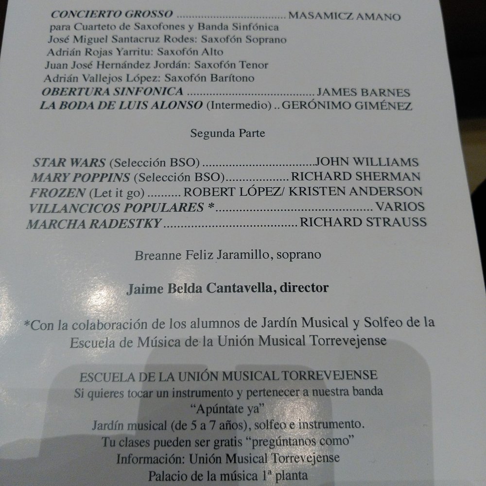 Auditorio Internacional de Torrevieja - Program of the last concert of 2015. Auditorio Internacional de Torrevieja - Cultural Center Near Me - Torrevieja, A