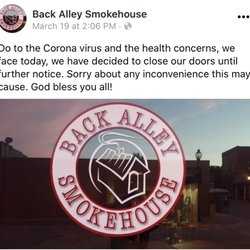 Back Alley Smokehouse - COVID-19 update