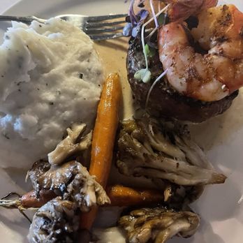 The Sheldon Inn - Steak and prawns with whipped potatoes and roasted seasonal vegetables - American Near Me - Elk Grove, California The Sheldon Inn - Steak and prawns with whipped potatoes and roasted seasonal vegetables - American Near Me - Elk Grove, California