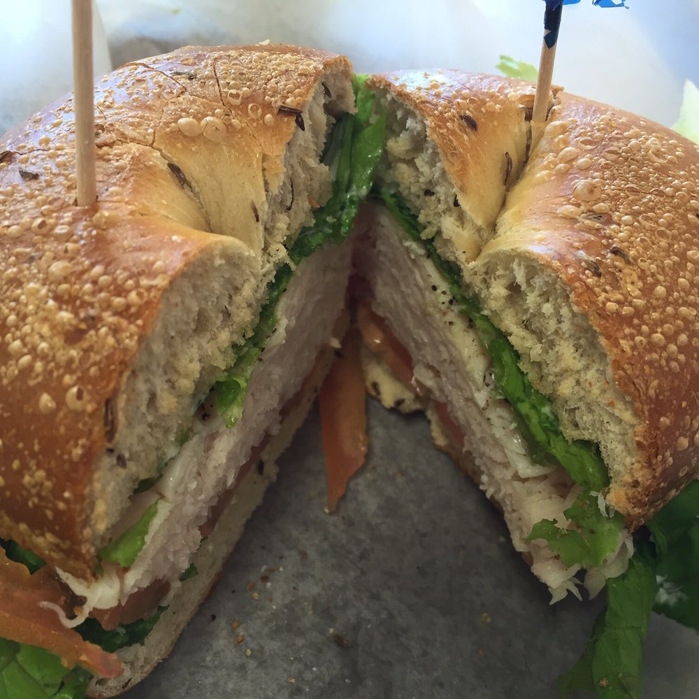 Levy's Bagels - ("Sam's" w/ out the mustard & onions though.) Toasted rye bagel w/ ham, Swiss cheese, mayo, lettuce, tomato & added avocado. Hella good. - Bagels Near Me - Alameda, California Levy's Bagels - ("Sam's" w/ out the mustard & onions though.) Toasted rye bagel w/ ham, Swiss cheese, mayo, lettuce, tomato & added avocado. Hella good. - Bagels Near Me - Alameda, California