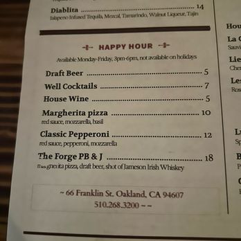 Forge Pizza - Happy hour menu - Pizza Near Me - Oakland, California