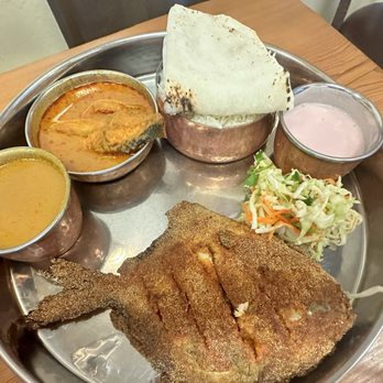 Surmai - Paphet (Pomfret) Thali - Indian Near Me - Sunnyvale, California Surmai - Paphet (Pomfret) Thali - Indian Near Me - Sunnyvale, California