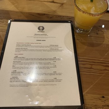 Addissae - Our menus and mango margarita - Ethiopian Near Me - Asheville, North Carolina