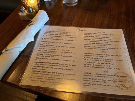 Menu photo 7 Copper Crown Asheville, NC