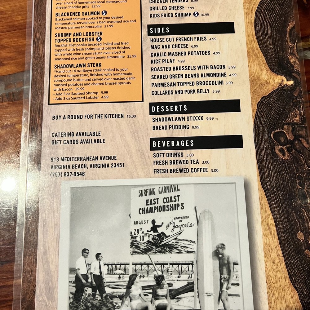 Shadowlawn Eats - Back of menu - New American Near Me - Virginia Beach, Virginia Shadowlawn Eats - Back of menu - New American Near Me - Virginia Beach, Virginia