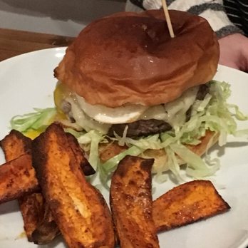 Block Restaurant - A delicious burger with an egg on top. The sweet potato fries are amazing. - New American Near Me - Provo, Utah