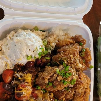 Hamada General Store - Special: Garlic chicken, chili frank plate with mac salad - Salad Near Me - Honolulu, Hawaii Hamada General Store - Special: Garlic chicken, chili frank plate with mac salad - Salad Near Me - Honolulu, Hawaii
