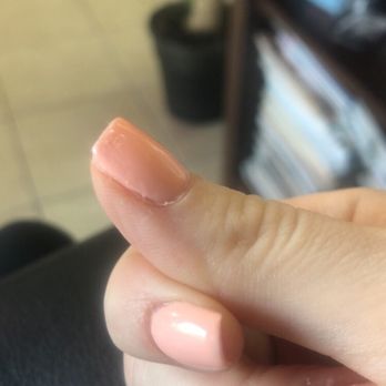 Happy Nails Bar And Spa - Picture doesnt do it justice but every nail had streaks and looked a mess. - Nail Salons Near Me - Wayne, New Jersey