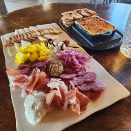 Charcuterie board for two and crab fondue Charcuterie board for two and crab fondue