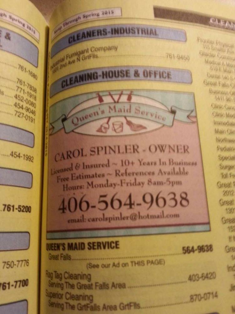 QUEEN’S MAID SERVICE Updated June 2024 312 Huffman Ave, Great Falls