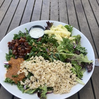 House Rock Kitchen - Indian bowl (rice, curry, chutney, jicama, pepitas, and a tzatziki sauce on the side). - New American Near Me - Buena Vista, Colorado House Rock Kitchen - Indian bowl (rice, curry, chutney, jicama, pepitas, and a tzatziki sauce on the side). - New American Near Me - Buena Vista, Colorado