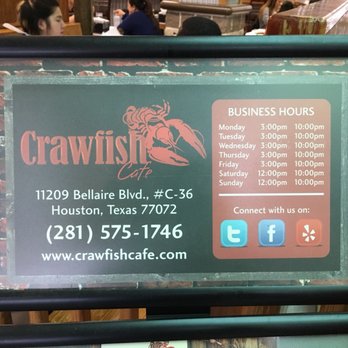 Crawfish Cafe - The hours - Seafood Near Me - Houston, Texas