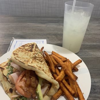 Neri's On the Square - California Turkey Club Flatbread sandwich and lemonade! - New American Near Me - Graham, Texas Neri's On the Square - California Turkey Club Flatbread sandwich and lemonade! - New American Near Me - Graham, Texas