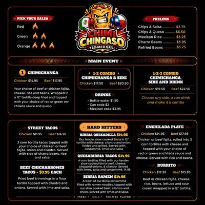 Menu photo 2 Chimichingaso Uno Houston, TX