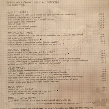 Sensi Mezzanine - Menu 5/10/19 - Tapas Bars Near Me - Barcelona, B