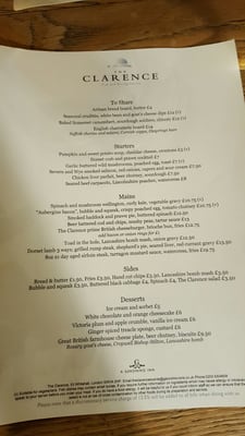 Menu photo 5 The Clarence London, XGL Menu photo 5 The Clarence London, XGL