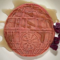 We blended the dragon fruit and made a Death Star pancake. Yum.