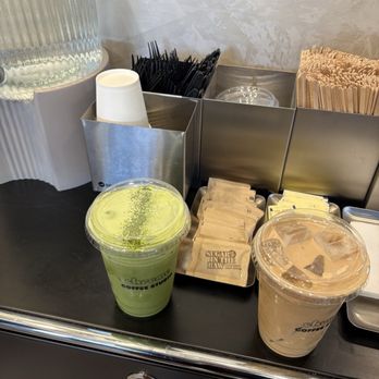 Chrome Coffee Studio - Double matcha on the left - Coffee & Tea Near Me - Torrance, California