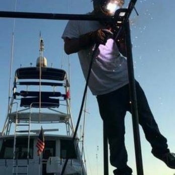 Metro Welding and Fabrication - Mobile welding a tuna tower on a boat. - Metal Fabricators Near Me - Pompano Beach, Florida Metro Welding and Fabrication - Mobile welding a tuna tower on a boat. - Metal Fabricators Near Me - Pompano Beach, Florida