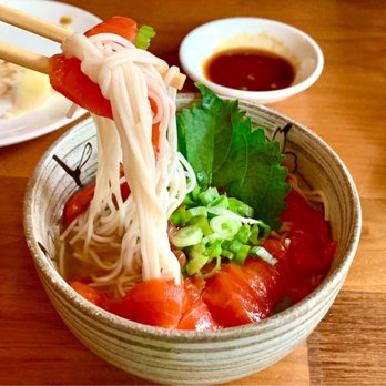Momiji - Ikura Somen: soft somen wheat noodles in wonderful cold dashi broth that unfortunately overpowered the sockeye salmon & ikura $10.  3.5* - Japanese Near Me - Seattle, Washington