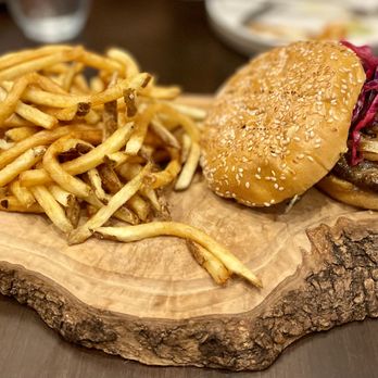 Indus Progressive Indian - Bhoomi Lamb Burger - A fusion of Indian spices with a classic American burger - Kebab Near Me - Highland Park, Illinois Indus Progressive Indian - Bhoomi Lamb Burger - A fusion of Indian spices with a classic American burger - Kebab Near Me - Highland Park, Illinois