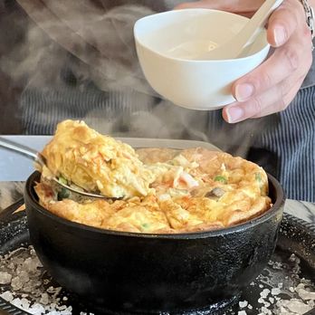 Blue Peak Villa - Golden Egg In Cast Iron Pot - Chinese Near Me - New York, New York Blue Peak Villa - Golden Egg In Cast Iron Pot - Chinese Near Me - New York, New York