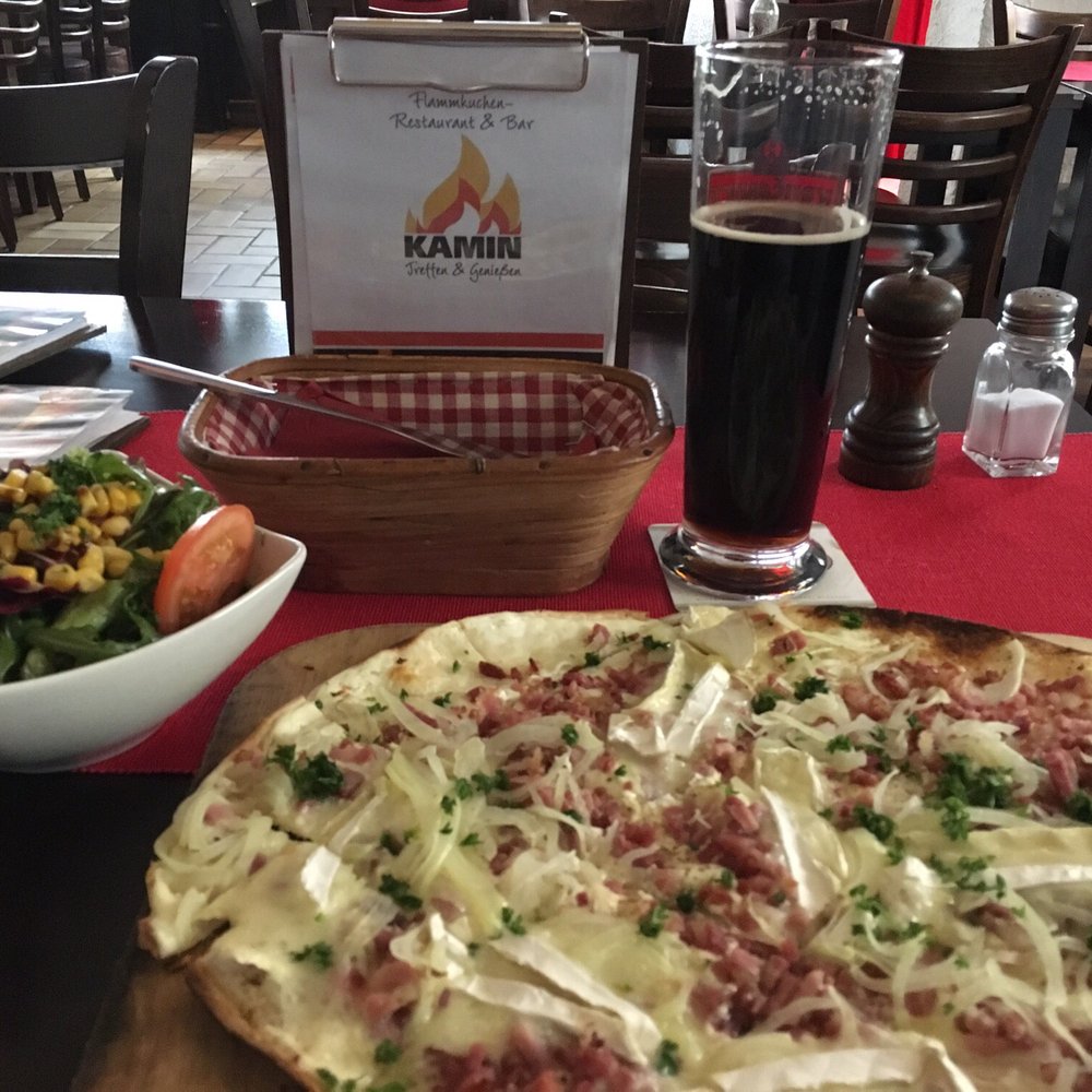 Wanted to try a regional dish. got 'the one from Paris' flammkuchen; Camembert, onions and ham dices. Wanted to try a regional dish. got 'the one from Paris' flammkuchen; Camembert, onions and ham dices.