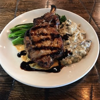 Bankhead Brewing - Pork chop over blue cheese Mushroom rissoto with broccolini pepper purée and aged balsamic. - Brewpubs Near Me - Rowlett, Texas Bankhead Brewing - Pork chop over blue cheese Mushroom rissoto with broccolini pepper purée and aged balsamic. - Brewpubs Near Me - Rowlett, Texas