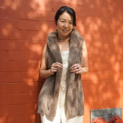 Nanako's new blanket vest with hood and pockets