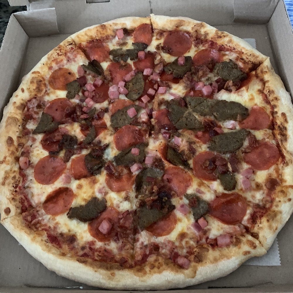 All meat pizza minus sausage All meat pizza minus sausage