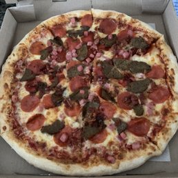 All meat pizza minus sausage All meat pizza minus sausage