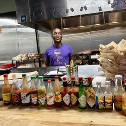A variety of hot sauce to choose from