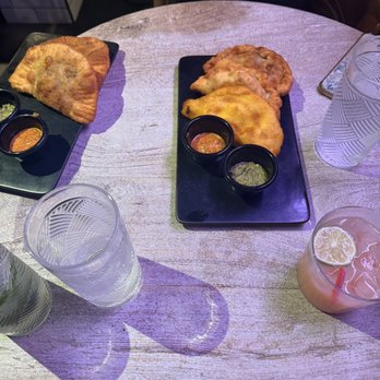 Mola - Left: beef empanadas Right: 1 cheese, 2 spicy vegan empanadas Guava margarita - Latin American Near Me - Washington, DC, District of Columbia