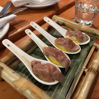 Au Pied de Cochon - Foie nigiri: Creamy, delicate, unique, and delicious. 5 stars - Canadian (New) Near Me - Montreal, Quebec