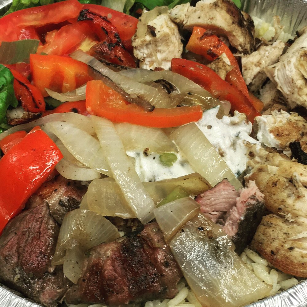 combo no. one: chicken + lamb shish kebab
