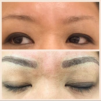 Golden Brows by Daria Chuprys - Top: Before pic & Bottom: After Daria did my eyebrows. - Permanent Makeup Near Me - Beverly Hills, California