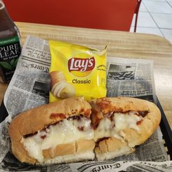 Napoli Pizza - Meatball parm sub, iced tea.