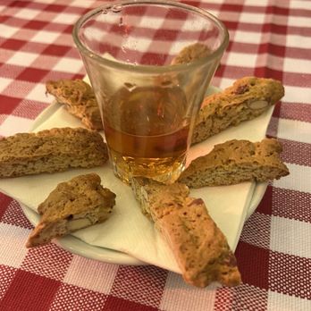 Bisteccheria Santa Croce - Vin Santo with biscotti-surprisingly good & balanced digestif-not too sweet. - Steakhouses Near Me - Florence, FI Bisteccheria Santa Croce - Vin Santo with biscotti-surprisingly good & balanced digestif-not too sweet. - Steakhouses Near Me - Florence, FI