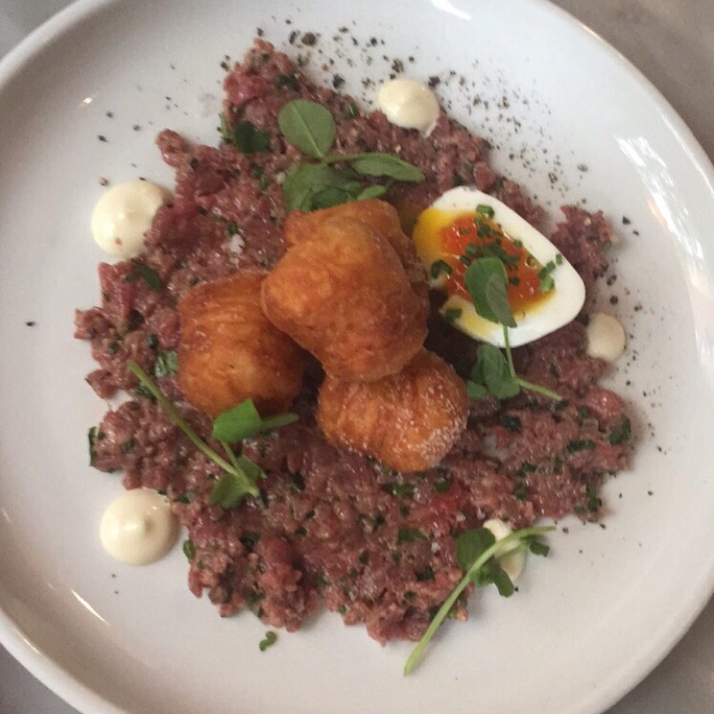 Waypoint - Steak tartare with savory donut holes - Bars Near Me - Cambridge, Massachusetts Waypoint - Steak tartare with savory donut holes - Bars Near Me - Cambridge, Massachusetts