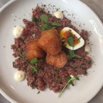 Waypoint - Steak tartare with savory donut holes - Bars Near Me - Cambridge, Massachusetts Waypoint - Steak tartare with savory donut holes - Bars Near Me - Cambridge, Massachusetts