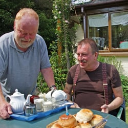 Lelant Old Station House - The owner serves the cream tea to us