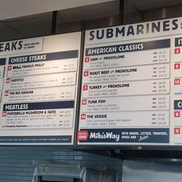 Their selection of cheesesteaks and cold subs. Be sure to ask for it prepared "Mike's way", and add pepper relish! Their selection of cheesesteaks and cold subs. Be sure to ask for it prepared "Mike's way", and add pepper relish!