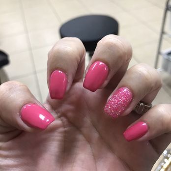 Divine Nails & Spa - Acrylic fill with gel polish! Gotta have the sparkle accent nail for fun! Super job by Jenny! - Nail Salons Near Me - Lathrop, California