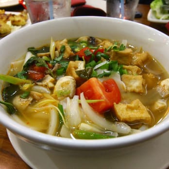 Champa Garden - Tom Yum soup with flat rice noodles - Thai Near Me - Redding, California Champa Garden - Tom Yum soup with flat rice noodles - Thai Near Me - Redding, California