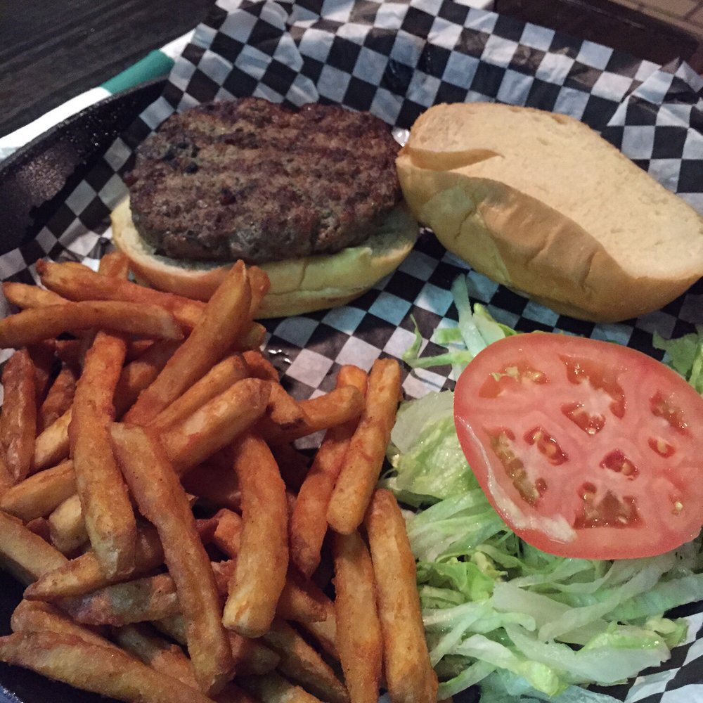 Moe Moons - Plain hamburger with seasoned fries. - New American Near Me - Myrtle Beach, South Carolina