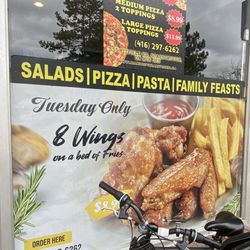 Mario's Pizza Kitchen - Tuesdays Only special promo - 8 Wings w fries $8.99