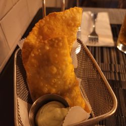 My appetizers, 2 empanadas. Chicken & Beef