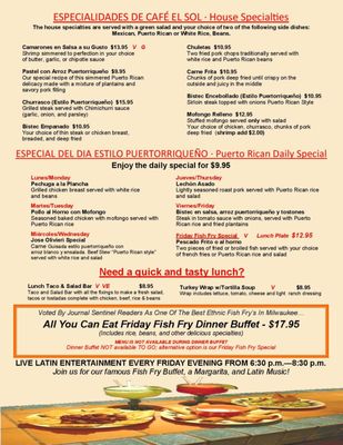 Menu photo 2 Café El Sol Milwaukee, WI Menu photo 2 Café El Sol Milwaukee, WI