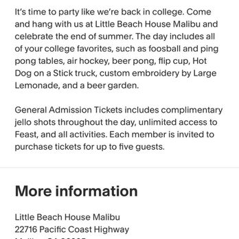 Little Beach House - Labor Day ticket - Breakfast & Brunch Near Me - Malibu, California Little Beach House - Labor Day ticket - Breakfast & Brunch Near Me - Malibu, California