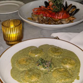 Roman Wolves - Artichoke Ravioli w pesto cream - Italian Near Me - San Diego, California Roman Wolves - Artichoke Ravioli w pesto cream - Italian Near Me - San Diego, California